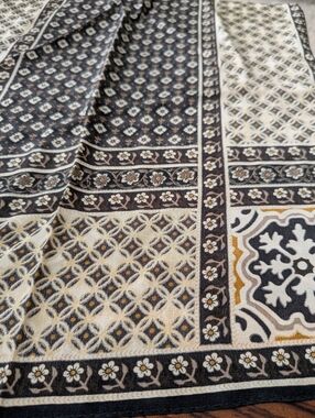 Oscar de la Renta 100% Silk Scarf | Floral Tile & Geometric Medallion Print